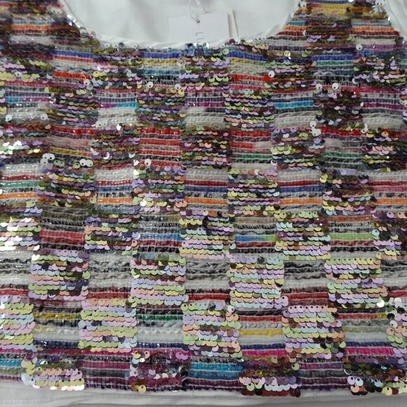 Lucy Paris Sequin Crop Top Women's Size XL Sleeveless Tank Colorful - Picture 4 of 8
